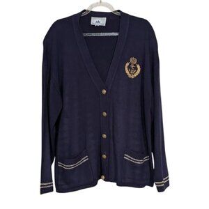 Vintage Bay Point Threads Nautical Cardigan Womens Size Medium Embroidered Crest